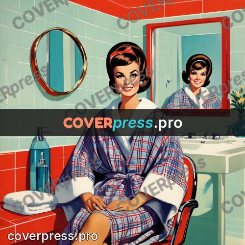 60s retro illustration: woman in a salon robe