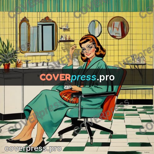 60s retro illustration: woman in a salon robe