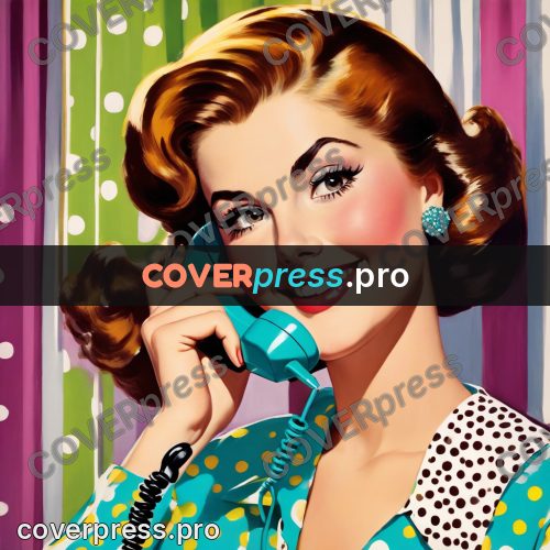 60s retro illustration: woman with a telephone receiver