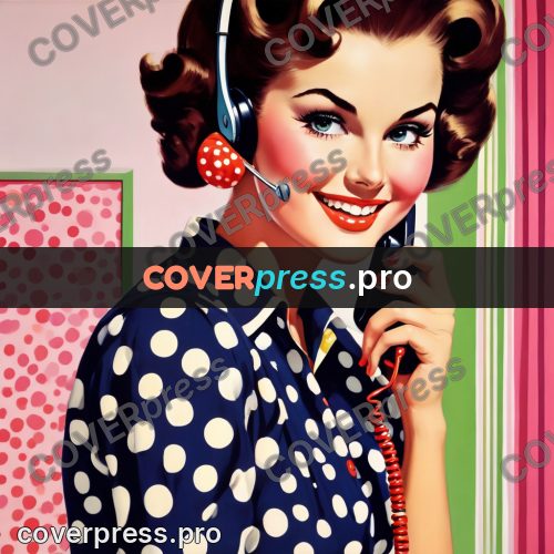60s retro illustration: woman with a telephone receiver