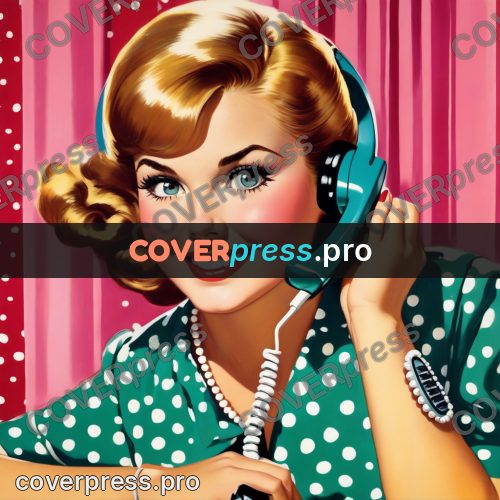 60s retro illustration: woman with a telephone receiver
