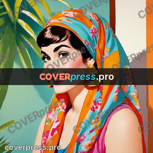 60s retro illustration: woman in a scarf and earrings