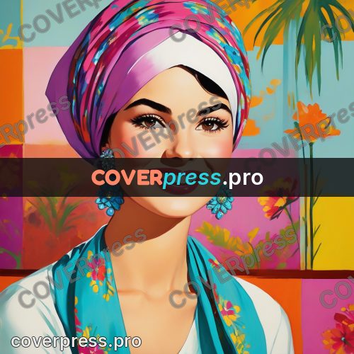 60s retro illustration: woman in a scarf and earrings