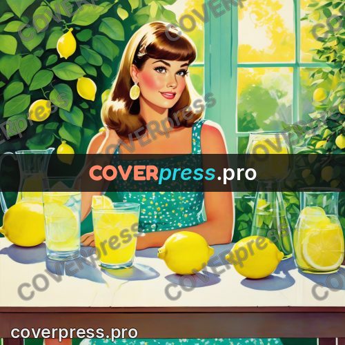60s retro illustration: jug of lemonade and glasses