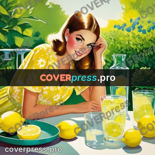 60s retro illustration: jug of lemonade and glasses