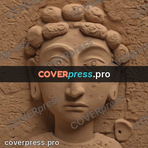 Stop motion character: statue head in a clay wall