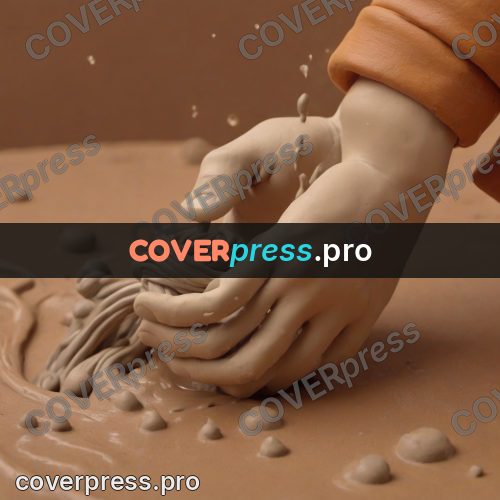 Stop motion character: hands working clay on a table