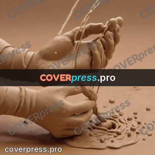 Stop motion character: hands working clay on a table