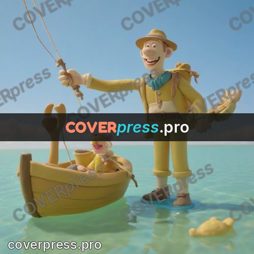 Stop motion character: fisherman standing by a boat