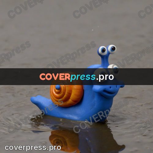 Stop motion character: snail in a rain puddle