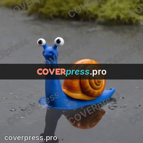 Stop motion character: snail in a rain puddle