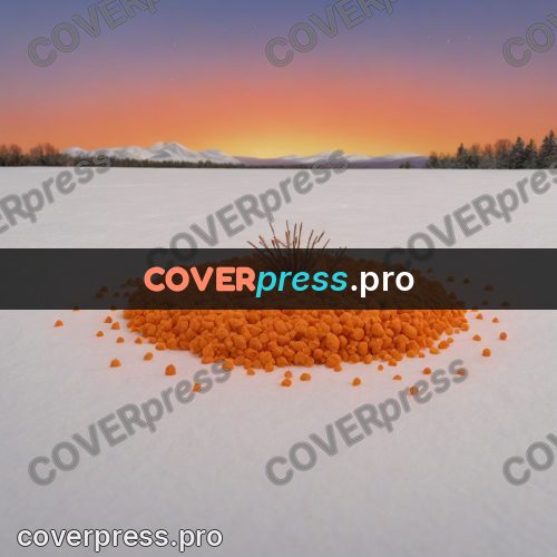 Stop motion character: orange mounds on the snow
