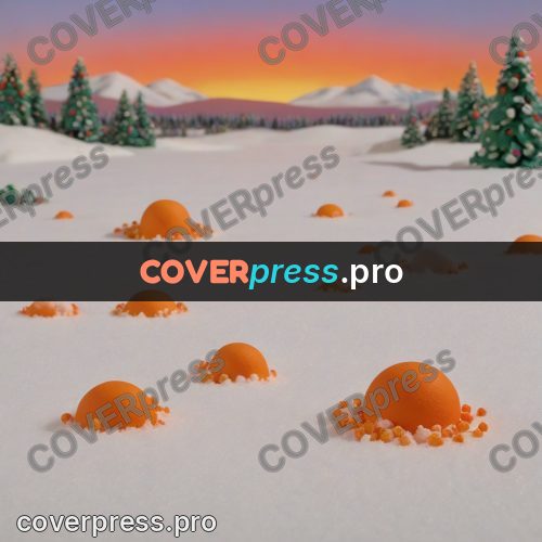 Stop motion character: orange mounds on the snow