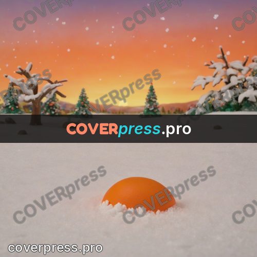 Stop motion character: orange mounds on the snow