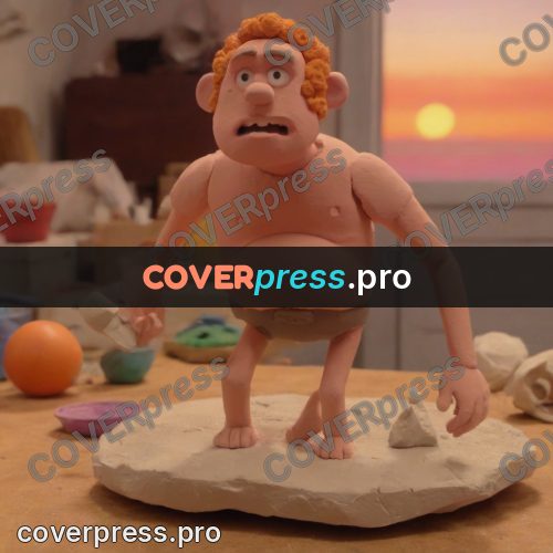 Stop motion character: human figure at sunset