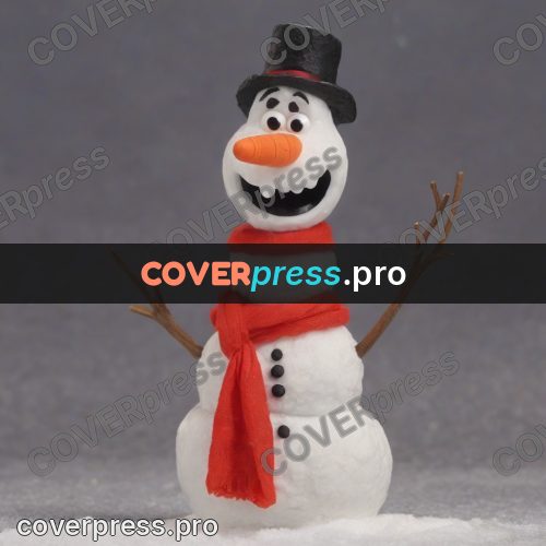 Stop motion character: snowman in a red scarf