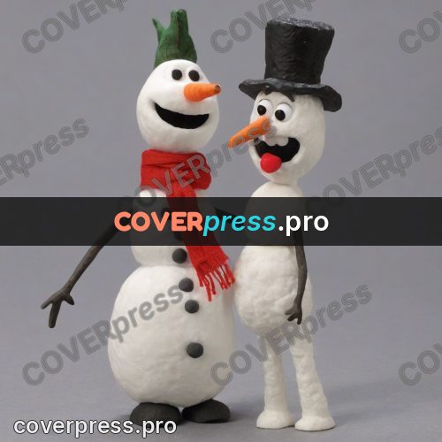 Stop motion character: snowman in a red scarf