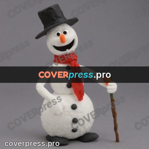 Stop motion character: snowman in a red scarf
