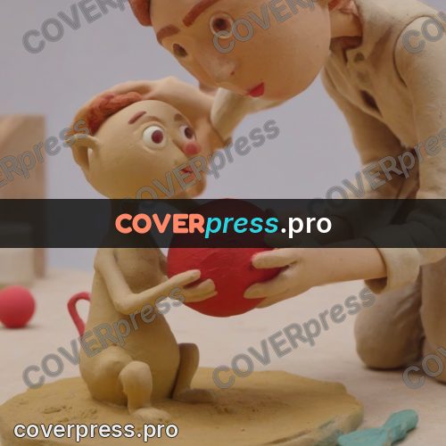 Stop motion character: man holding a red ball