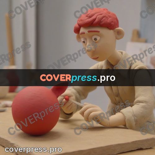 Stop motion character: man holding a red ball
