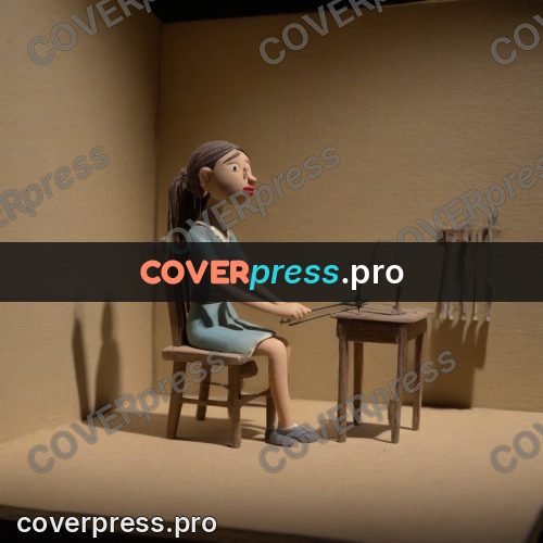 Stop motion character: figure at a table with needles