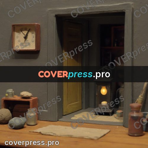 Stop motion character: open door and a wall clock