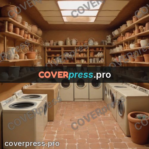 Stop motion character: laundry room with washing machines