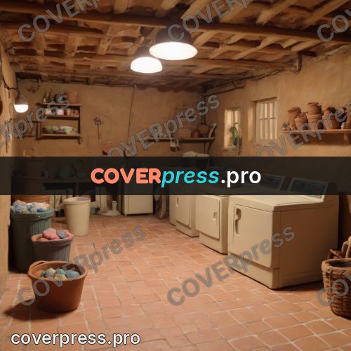 Stop motion character: laundry room with washing machines