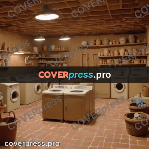 Stop motion character: laundry room with washing machines