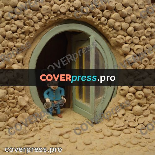 Stop motion character: door in a pebble wall