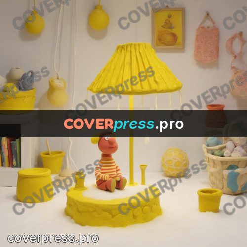 Stop motion character: yellow lamp in a bright room