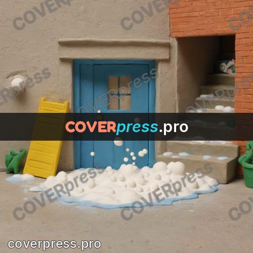 Stop motion character: foam by a door and steps