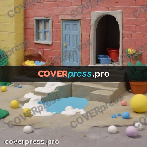 Stop motion character: foam by a door and steps