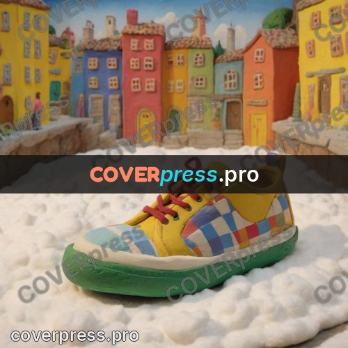 Stop motion character: yellow shoe on white foam