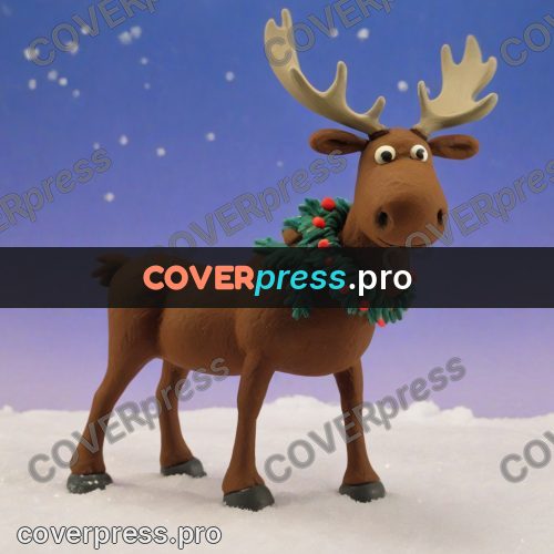 Stop motion character: moose standing in the snow