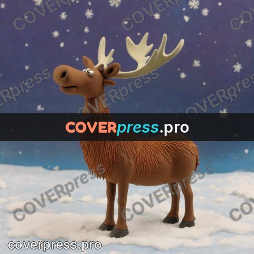 Stop motion character: moose standing in the snow