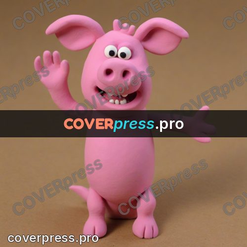 Stop motion character: pink pig with big ears