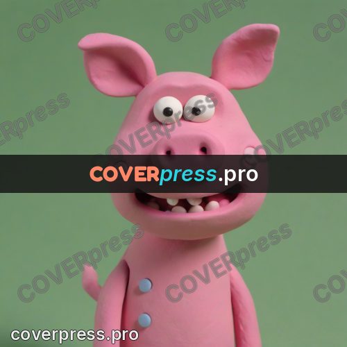 Stop motion character: pink pig with big ears