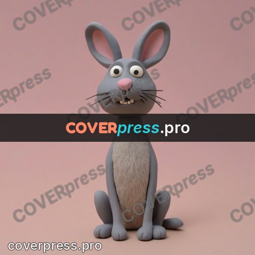 Stop motion character: grey rabbit with long ears