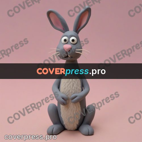 Stop motion character: grey rabbit with long ears