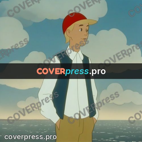 Retro cartoon drawing: boy by the sea