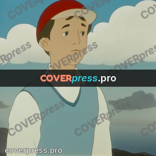 Retro cartoon drawing: boy by the sea