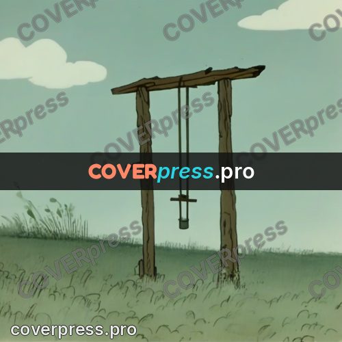 Retro cartoon drawing: wooden well in a field