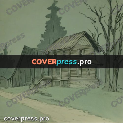 Retro cartoon drawing: wooden house with a porch
