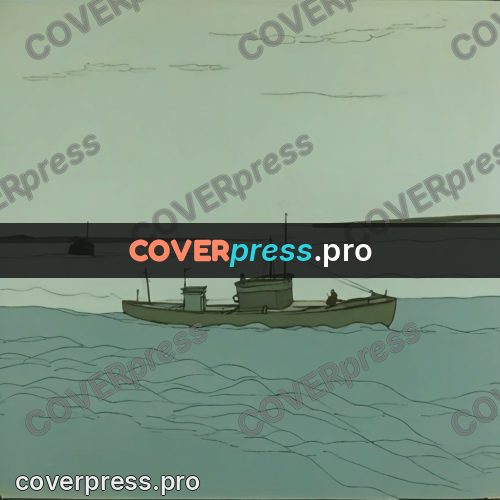 Retro cartoon drawing: old boat on calm water