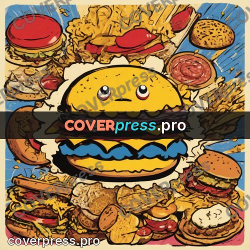 Pop art illustration: burger against a burst of rays