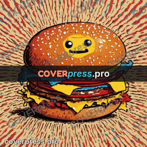 Pop art illustration: burger against a burst of rays