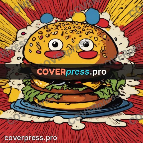 Pop art illustration: burger against a burst of rays