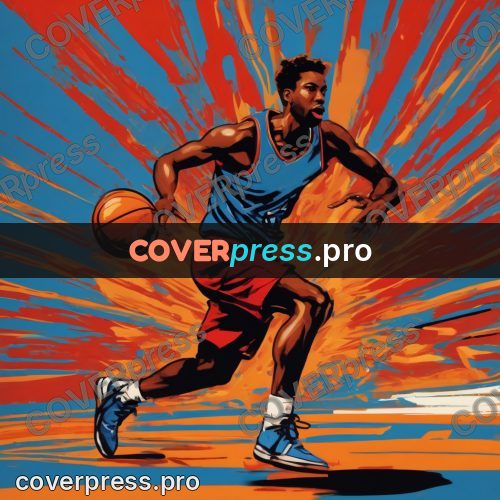 Pop art illustration: basketball player with a ball