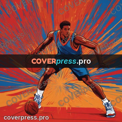 Pop art illustration: basketball player with a ball